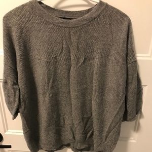 Massimo Dutti short sleeve gray wool cotton blend sweater